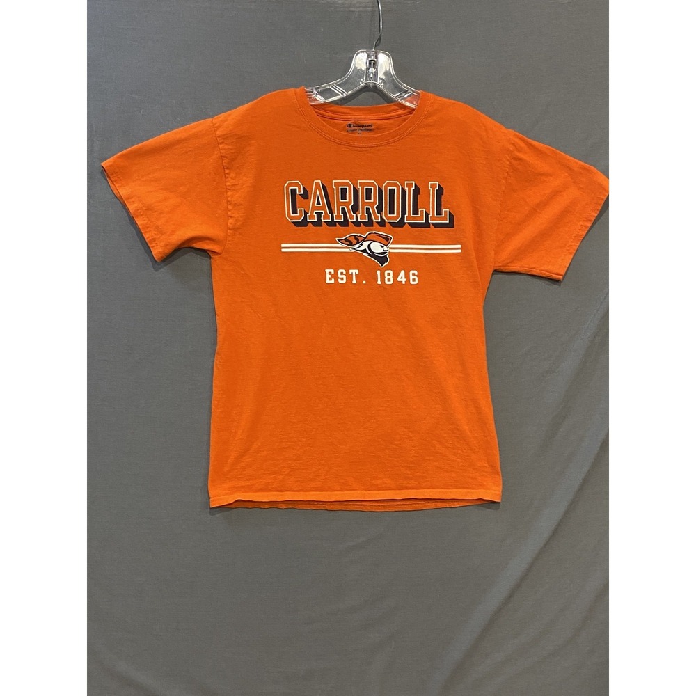 Champion Carroll Pioneers Shirt Mens M Orange Graphic Tee Athletics